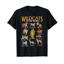 Wild Cats Lover Wild Cat Animals of the World Educational T-Shirt