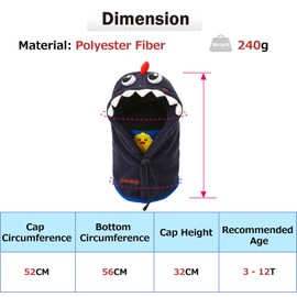 AQIIGOSE Kids Balaclava Ski Mask, Windproof Thermal Fleece Winter Hat for Boys & Girls, Adjustable Fit for Cold Weather, Cycling, Hiking, Snow Play (AU, Alpha, One Size, Navy Blue - Dinosaur)