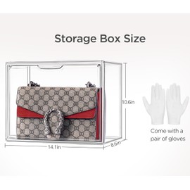 HBlife 5 Pack Purse Storage Organizer for Closet, Large Clear Stackable Handbag Display Case Box with Magnetic Door for Collectibles, Cosmetics, Women Heels and Toys