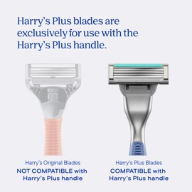 Harry's Plus Razors for Men - Starter Set (Black) - 1 Handle with 5 Razor Refills, Foaming Shave Gel and Travel Blade Cover
