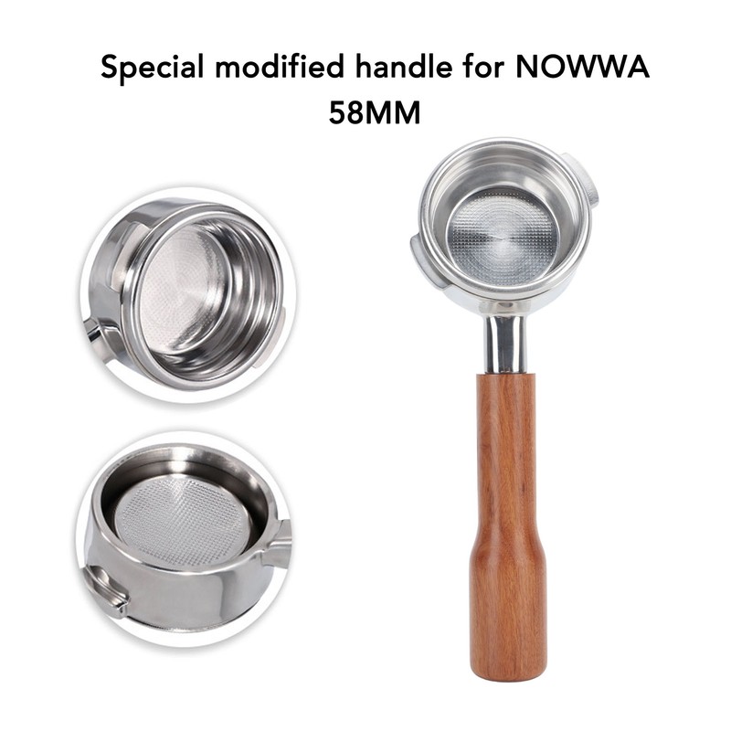 58mm Portafilter Bottomless 2 Ears Detachable Solid Wood and Stainless