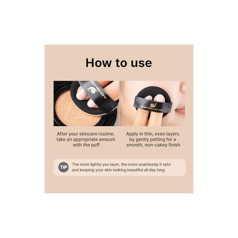 FARMSTAY Base De Maquillaje En Cojín Black Snail Peptide 9