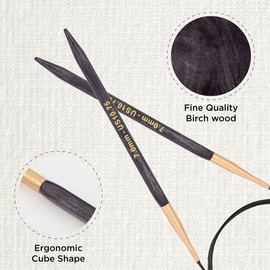 KnitPro J'Adore Cubics Knit Pins - Circular Fixed Knitting Needles - 100cm x 7.00mm, Purple, 26-1912105023