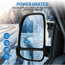 Convitex Driver Left Side Mirror for Dodge Ram Promaster 1500 2500 3500 2014-2021, Heated Power Turn Signal Light Temperature Sensor Manual Folding Replaces CH1320417 CH1320376