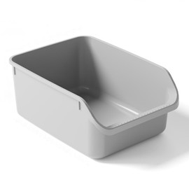 SpaceTime Large Cat Litter Box with High Sides,Cat Boxes for Indoor Cats,Cat Litter Pan for Kitty,Litter Box with Low Entry,Easy to Clean,Anti-Splashing(Grey)