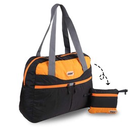 GOX Large Foldable Travel Duffel Bag Packable Tote Bag Carry on Luggage Weekender Overnight Bag Lightweight (Black&Orange)