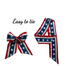 Shipai Patriotic Wreath Sash - 4th of July American Flag Bows for Wreaths, Decorative Independence Day Ribbon for Front Door, Adjustable Wreath Accessories for Home Decor (Red, White, Blue)