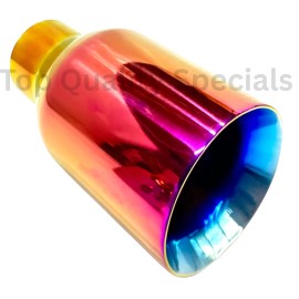 Gearhead PURPLE BURN DOUBLE WALL ANGLED EXHAUST TIP 3" INLET 4" OUTLET 7" LONG GOLDEN