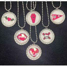 Practically Perfect Party Favors Monster High Draculaura / 6 Bottle Cap Necklaces  / Gift  / Party favors /Trendy