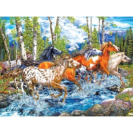 RoseArt - Puzzle Collector - 22 Running Horses - 500 Piece Jigsaw Puzzle for Adults