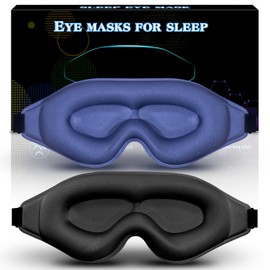 ABCDMM 3D Advanced Eye Mask for Sleeping,Sleep mask，Sleep Eye Mask for Men Women，lash Sleeping mask for lash Extensions,Sleep mask Blackout，Eye Masks for Sleep（Black+Blue）