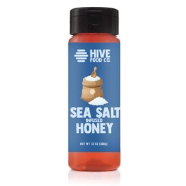 HIVE Food Co. Infused Honey – 100% Pure American Raw & Unfiltered with Gourmet Natural Flavors – Small Batch Artisan Honey in 12oz Squeeze Bottle (12 oz, Sea Salt)