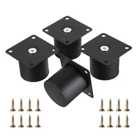 BTSKY 4Pcs 2 Inch Metal Furniture Cabinet Legs - Black Stainless Steel Sofa Feet Furniture Risers Heavy Duty Replacement Legs for Worktop, Breakfast Bar,TV Stand, Desk, Table