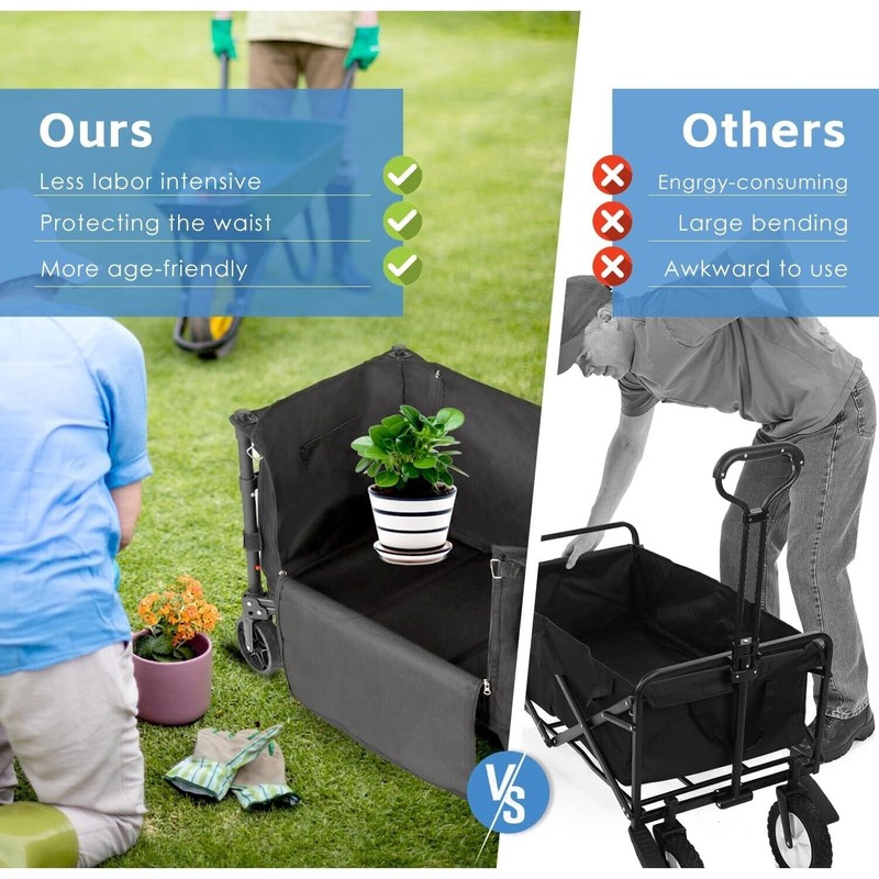 FUNHORUN Heavy Duty Collapsible Wagon Cart | Foldable Utility Wagon