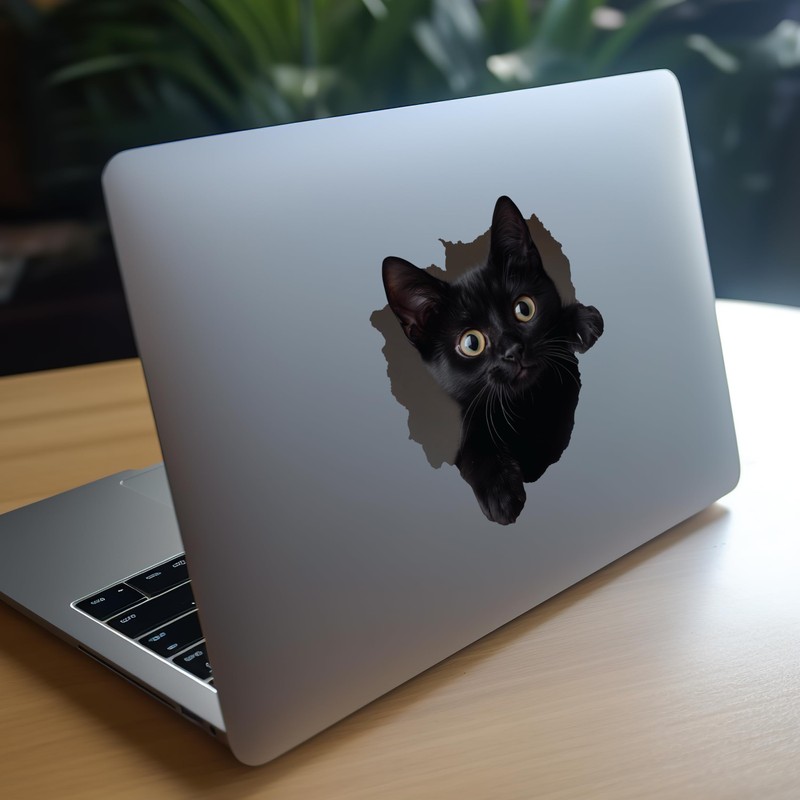 Black Cat Decal - Wall Hole Sticker with 3D Effect