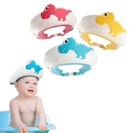 Gorro de Ducha para Niños, 3 Viseras de Baño para Bebés y Niños | Protege los Ojos y Oídos del Champú para Bebés, Lindo Patrón de Dinosaurio
