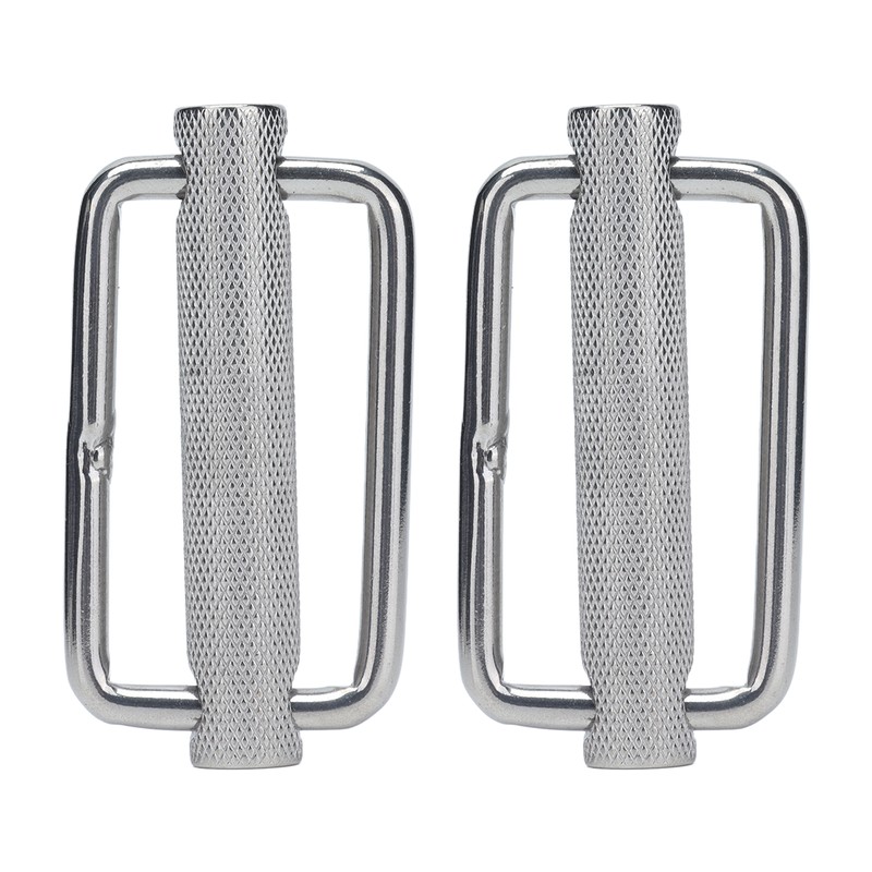2Pcs Slide Buckle 316 Stainless Steel Rectangle Adjustable Knurled Roller