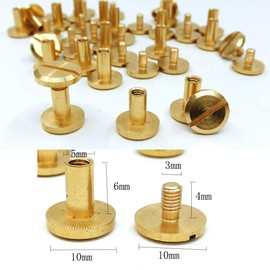 DANCEPANDAS Chicago Binding Screws Pure Copper Metal Round Cross Head Rivets Flat Fasteners for Leather Book Scrapbook Photo Album Belt Tooling (4X6mm)