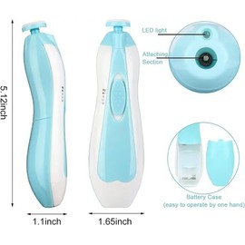 Baby Nail Care Kit with LED Light, 6 Grinding Heads, Multiple Speeds, Silent Motor, Safe Nail Trimmer for Newborns and Infants