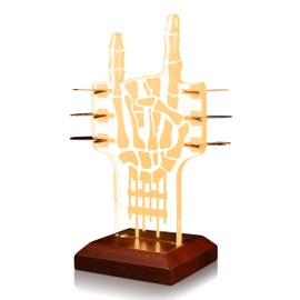 CoolGift Mart Light Up Guitar Pick Holder, Acrylic Rock and Roll Skeleton Hands Pick Holder with Wooden Base for Picks Storage and Display, Gift for Guitar Players Guitarists