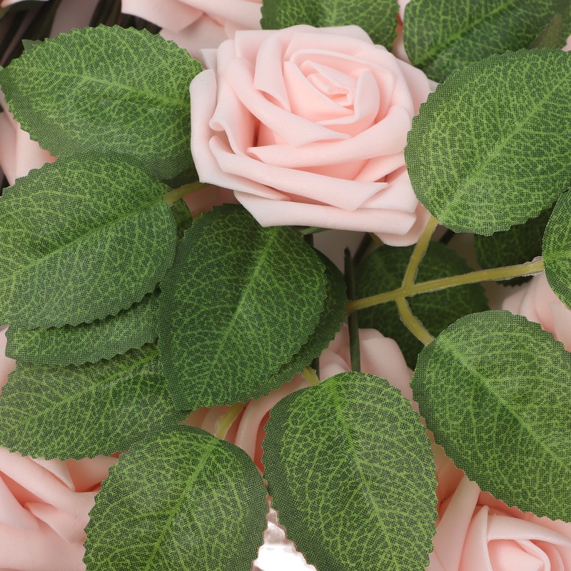 25pcs Artificial Roses Light Pink Fake Bulks Box for DIY