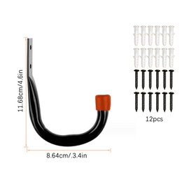 LdawyDE Garage Wall Hooks, Pack of 6 Heavy Duty Wall Hooks, J Wall Hooks, Heavy Duty Garage Hooks, Wall Mount, Ladder Hooks, Bikes, Sports Equipment, Power Tools, Device Hooks