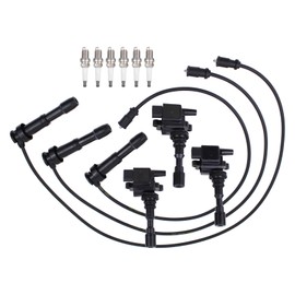 MOTOKU Ignition Coil and Spark Plug Wires Set for Hyundai Santa Fe 3.5 2003-2006, XG300 2001, XG350 2002-2005, Kia Amanti 2004-2006