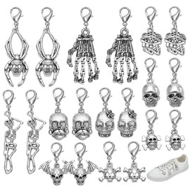 FREEBLOSS 20Pcs Shoe Charms for Sneakers Alloy Shoe Accessories Set Skull Shoelace Charm Shoe Accessories for Women Pendant for Shoes