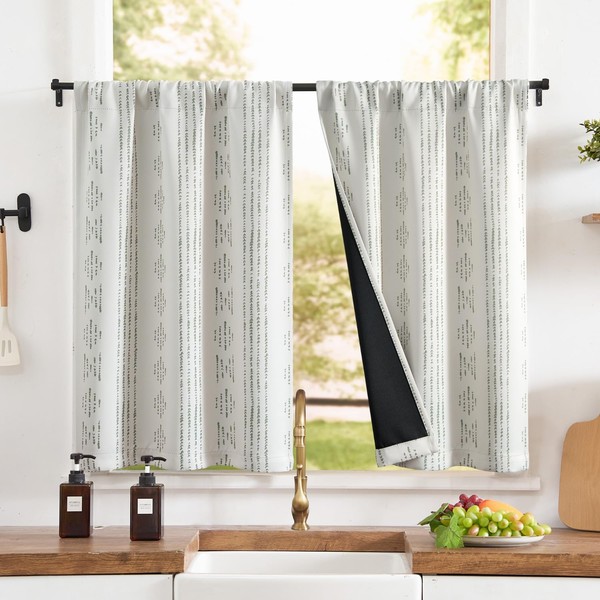jinchan 100% Blackout Boho Kitchen Curtains 36 Inches Tier Curtains