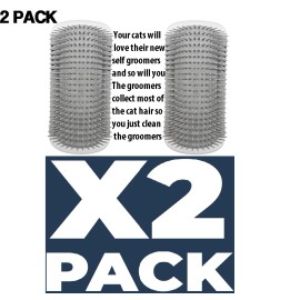 Unbranded 2 Pack Cat Tall Wall Brush Self Grooming Corner Comb Groomer Taller Long Style - Grey 2 Pack