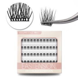 DIY Eyelash Extension, 3D Effect Glue Bonded Band Individual Lash 48 Clusters Volume Lashes Set, Home Eyelash Extension, C curl Lashes Pack 12MM-48 Clusters