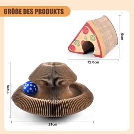 ZOBMIO Kratzbrett für Katzen Käse, Katzenspielzeug, Kratz Donut, Kratzpappe, Pappring, Glockenball，Interaktives Kratzspielzeug für Katzen