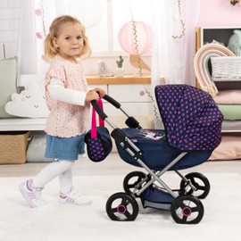Bayer: 4-in-1 Toy Baby Doll Pram Stroller Cosy Set - Dolls Up to 18" (Blue/Purple) | Pretend | Dress up