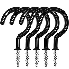 Cup Screw Hooks,1 inch Vinyl Coated Ceiling Hooks,100 Pack Screw in Hooks Plant Hanger Hooks,Wind Chimes Hooks Kitchen Cup Hooks Great for Hanging Indoor & Outdoor Use(Black)