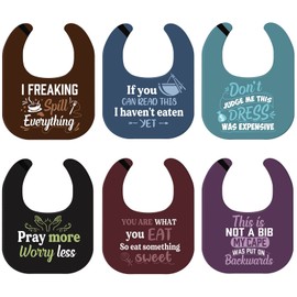 6 Pcs Funny Adult Bibs for Eating Washable Reusable Dining Clothing Protectors Waterproof Elderly Bibs for Adults Gag Gifts for Men Women, 6 Designs