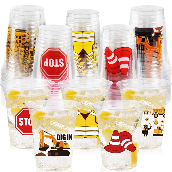 CUPLOOV 50 Pcs Construction Party Decoration Cups, 12 Oz Construction