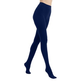 CACCICO 80D Semi Opaque Tights for Women Stretchable High Waist Womens Stockings Soft Pantyhose with 20+ Colors Navy Blue-M