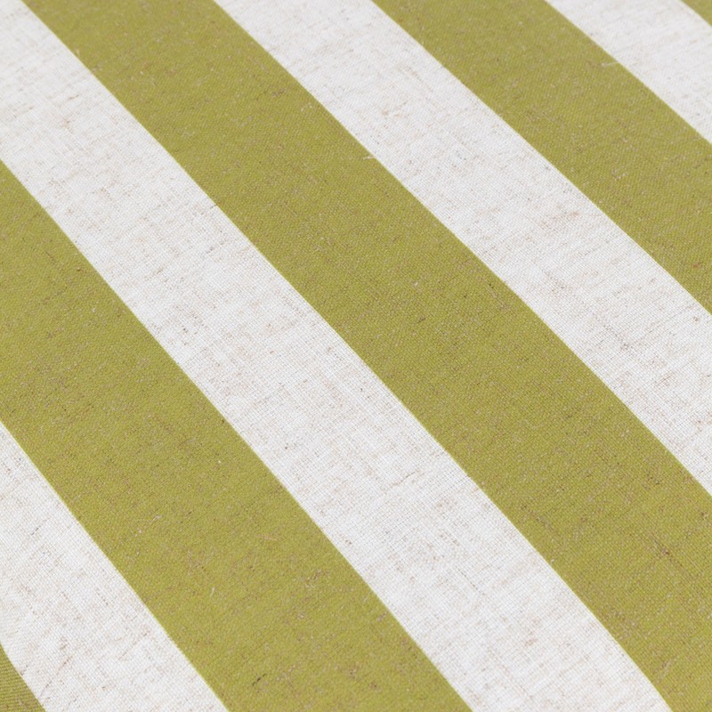 furn. Linen Stripe Ruffle Cushion Cover - Linen/Olive - 50x50cm