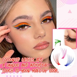 Pack of 140 Coloured False Eyelashes Colourful Eyelashes 16 mm 7 Colours Eyelashes Colourful Eyelash Extensions Eyelash Lashes Extension for Festivals Events Parties and DIY Makeup