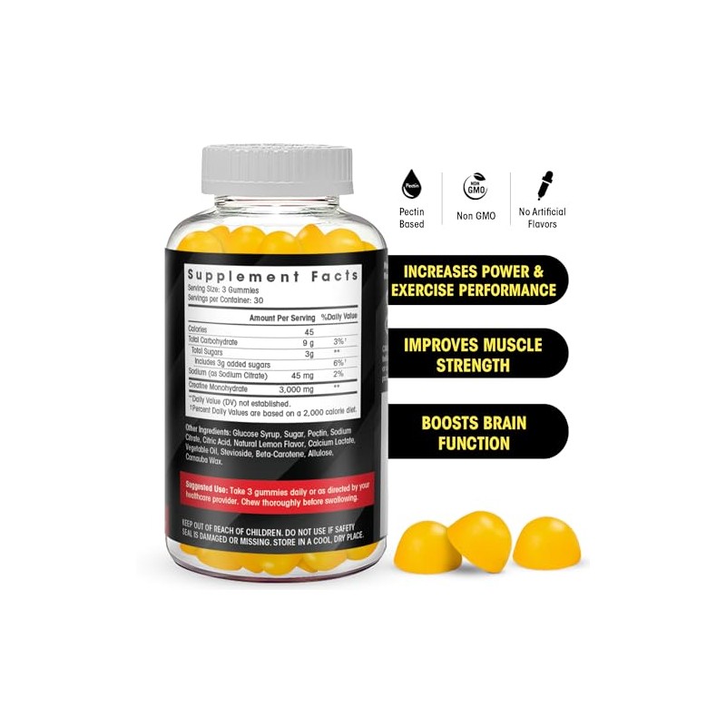 Flamingo Supplements Suplemento gomoso de creatina masticables preentrenamiento con monohidrato