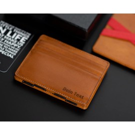 Jaimie Jacobs Flap Boy Slim with Engraving – The Original – Magic Wallet with Magic Purse Thin Men's RFID Protection Money Clip Small Slim Wallet Gift Genuine Leather Flap Boy Slim, Cognac