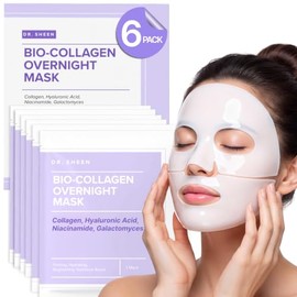 Dr. Sheen Mascarilla Facial De Biocolágeno De Noche, Paquete De 6  Mascarillas Faciales Coreanas De Hidrogel, Mascarilla Hidratante De Colágeno Para