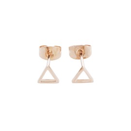 Honeycat 18k Rose Gold Plated Mini Outline Triangle Stud Earrings | Minimalist, Delicate Jewelry (RG)