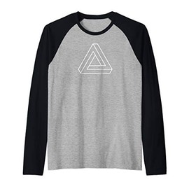 Awesome Geometry Math Impossible Geometric Penrose Triangle Raglan Baseball Tee