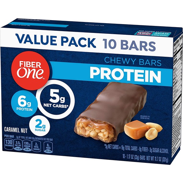 Fiber One Protein Chewy Bars, Caramel Nut, Value Pack, 10 ct
