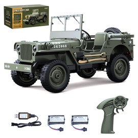 Hylukon Remote Control Car, 2.4Ghz 4WD Off Road RC Jeep Rock Crawler Vehicle with Linked Lights, 1:10 Scales All Terrain Remote Control Trucks RTR Hobby RC Car for Kids Adults