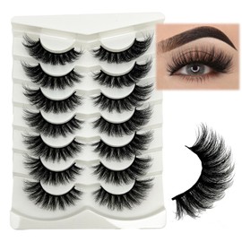loladook Eye Lashes Mink Wispy Soft 3D Cat Eye Strip Lashes Fluffy 18mm False Lashes Natural Look D Curl Fake Eyelashes Pack