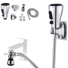 Kitchen Faucet Sink Sprayer Attachment Set,3 Modes Sink Sprayer Replacement Head with Stainless Steel Hose,Faucet Aerator and Brass Diverter Valve (5 pcs Adapter) for Washing Fruit,Dishes and Hair1