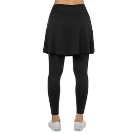 Xioker Women Skirts with Leggings,Athletic Skorts Leggings with Pockets,Capris Skirted Leggings for Tennis Golf(Black Full Length L)