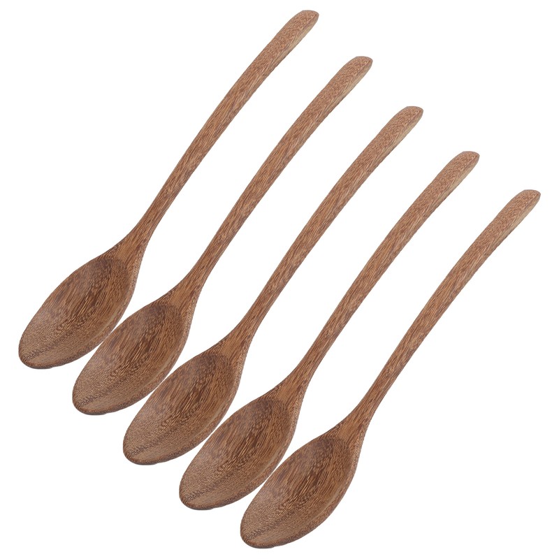 5Pcs Wooden Spoons Burr Free Sturdy Durable Light Heat Resistant